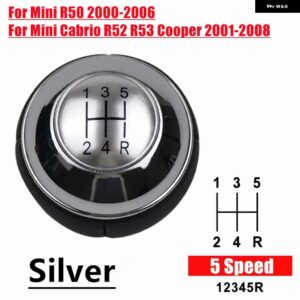 ギア シフト ノブレバー シフター ミニ R50 2000-2006 カブリオ R52 R53 クーパー 2002-2008 25117542272 - 5 Speed Silver Cover