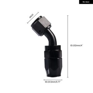 4/6/8/10/12 AN ホースエンド フィッティングアルミブラック AN 継手アダプタオイル燃料 パイプ 継手端 0/45/90/180 度 - 45AN10 BK-BK