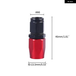 AN4/6/8/10/12 ホースエンド フィッティングアルミ AN 継手アダプタオイル燃料 フィッティングエンド 0/45/90/180 度燃料/ スイベルホース - 0AN6 BK-RD