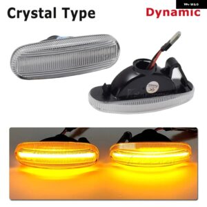 2個 フィアット パンダ 169 グランデ プント INKL EVO DOBLO FIORINO LINEA IDEA ダイナミック LED ウィンカーサイド マーカーライト リピーターランプ - Crystal