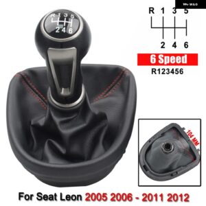セアト レオン 2005-09-2012 スタイリング 5/6スピード マニュアル ギアスティック シフト レバースティックノブとレザー ブーツ - 6 speed