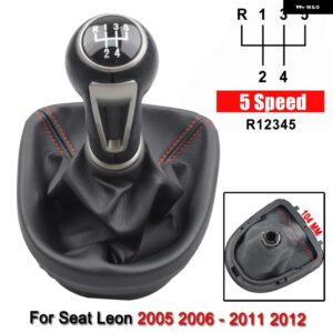 セアト レオン 2005-09-2012 スタイリング 5/6スピード マニュアル ギアスティック シフト レバースティックノブとレザー ブーツ - 5 speed