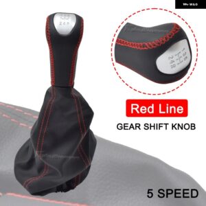 LADA BA3 2101 2102 2103 2104 2105 2106 2107 ギア シフト ノブとゲートル ブーツ カバー インテリア アクセサリー - red line