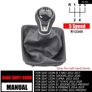レザーカー ギア シフト ノブレバーゲイター ブーツ カバー シートレオン III 3 MK3 2012-17 5/6スピード マニュアル - 5 speed