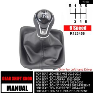 レザーカー ギア シフト ノブレバーゲイター ブーツ カバー シートレオン III 3 MK3 2012-17 5/6スピード マニュアル - 6 speed