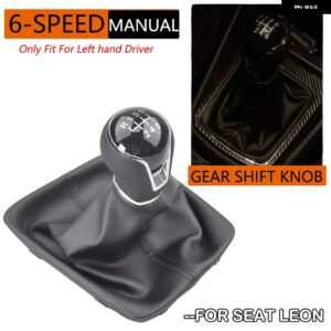 セアト レオン III 3 MK3 2012-17 5/6スピード マニュアル レザー ギア シフト ノブレバー GAITOR ブーツ カバー - 6 speed
