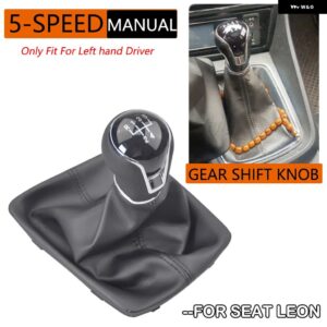 セアト レオン III 3 MK3 2012-17 5/6スピード マニュアル レザー ギア シフト ノブレバー GAITOR ブーツ カバー - 5 speed