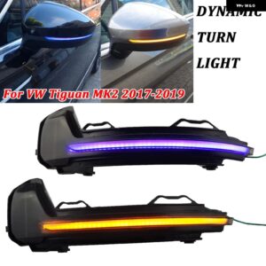 ペア VW ティグアン MK2 2017 2018 2019 トゥアレグ MK3 EU 2019 LED ダイナミック流水ウインカーフラッシュライト ウィンカーランプ - Blue-Yellow
