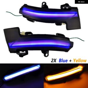 1ペア VW T-ROC T-CORSS 2018-2020 ダイナミック LED ウィンカーウインカーミラー フラッシャーライト シュコダ オクタヴィア MK3 A7 5E 2012-2018 - Blue-Yellow