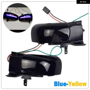 2X VW トゥーラン 1T1 1T2 2003-07 2009 ダイナミックウインカー LED ウィンカーライト サイドランプ矢印ミラー インジケーター - Blue-Yellow