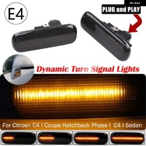 LED ダイナミックサイドミラー ウインカー ウィンカーライト 6325G2 シトロエン C4 MKI クーペ ハッチバック セダン 2006-10 - Dynamic Smoked