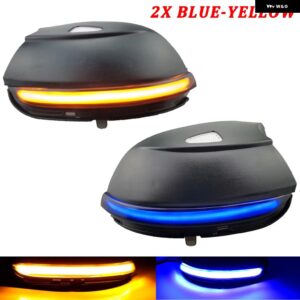 2個 バックミラー サイドミラー ダイナミックシーケンシャルウインカー LED ウィンカーライト VW パサート CC 367 2008 2009 2010 - 2012 - Blue-Yellow