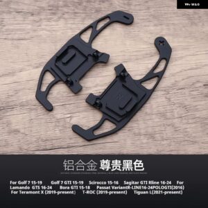 VW ゴルフ 7 シロッコ サジタル LAMANDO BORA POLO GTI 2個 ステアリングホイール シフト パドル 延長 合金 シフター - black