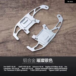 VW ゴルフ 7 シロッコ サジタル LAMANDO BORA POLO GTI 2個 ステアリングホイール シフト パドル 延長 合金 シフター - Silver