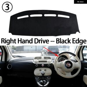 ダッシュボード カバー パッド フィアット 500 500C 500E 2007-2024 カーアクセサリー ダッシュボード サンシェード ANTO-UV カーペットアクセサリー - Right Hand Black