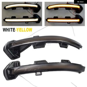 VW パサート B8 ARTEON 2015-19 2個 車ダイナミック LED ウィンカーライト バックミラー ウインカー インジケーター - White-Yellow
