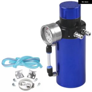 アルミ エンジン オイルキャッチタンク リザーバー ブリーザー缶+バキュームゲージ+ホースブルー/レッド/シルバー/ブラック - Blue