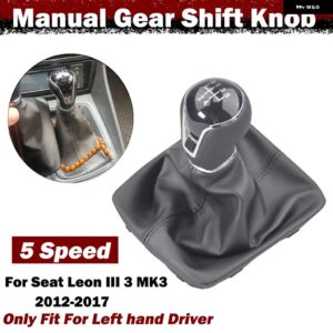 5/6スピード マニュアル 革 ギア シフト ノブレバー GAITOR ブーツ カバー シートレオン III 3 MK3 2012-17 - 5 speed