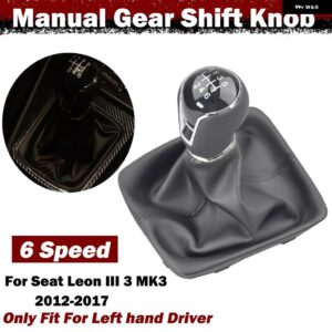 5/6スピード マニュアル 革 ギア シフト ノブレバー GAITOR ブーツ カバー シートレオン III 3 MK3 2012-17 - 6 speed