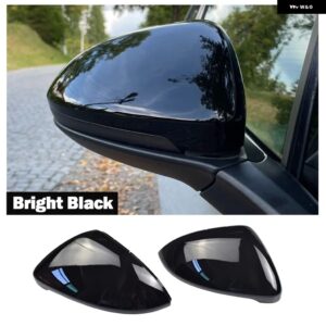 サイド ウイング ミラー カバー キャップバックミラー ケースカバー VW ゴルフ 7 MK7 7.5 GTD R GTI TOURAN L E-GOLF - Glossy Black