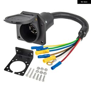 7 ウェイ RV トレーラーライトコネクタソケット 7ピン ワイヤー電気トレーラーアダプタクイックコンバータ取付 ブラケット 付き - Photo Color