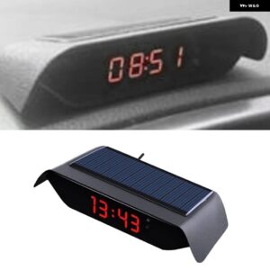 車用ソーラー時計 24時間高精度電子時計自動明るさ調整温度計 があり - Black