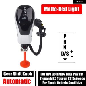 VW ゴルフ MK6 MK7 パサート CC B7 ジェッタ MK5 シロッコ自動 ギア シフト ノブ AT LED 電子 シフト レバーハンドボールカー スタイリング - Matte Silver Red