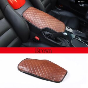 シボレー コルベット C6 2005-2013 レザー ブラック カーシート アームレスト センター コンソール ボックス カバー カーアクセサリー - brown
