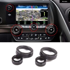 シボレー コルベット C7 2014-2019 アルミ 合金 シルバー/レッド カー エアコン ボリュームノブカバー カーアクセサリー - Style B Black