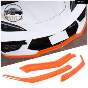 ABS カーボン シボレー コルベット C8 20-23 車 外装 フロント バンパー リップ スポイラー カバー トリム Z06 バージョン には不適 - Orange