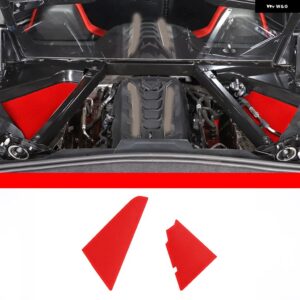シボレー コルベット C8 スティングレイ Z51 Z06 2020-2023 ステンレス 製 エンジン ルーム サイド パネル カバー トリム - 2pcs Red