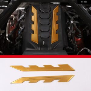 シボレー コルベット C8 スティングレイ Z51 Z06 2020-2023 アルミ 合金 製 エンジン カバー 両面ロゴ 装飾 ステッカー - Style A Yellow