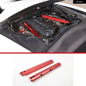 シボレー コルベット C8 スティングレイ Z51 Z06 2020-2023 アルミ 合金 製 エンジン カバー 両面ロゴ 装飾 ステッカー - style B Red
