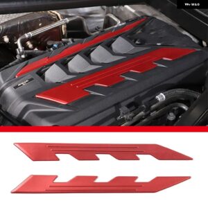 シボレー コルベット C8 スティングレイ Z51 Z06 2020-2023 アルミ 合金 製 エンジン カバー 両面ロゴ 装飾 ステッカー - style A Red