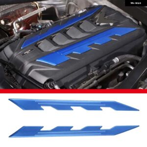 シボレー コルベット C8 スティングレイ Z51 Z06 2020-2023 アルミ 合金 製 エンジン カバー 両面ロゴ 装飾 ステッカー - Style A Blue