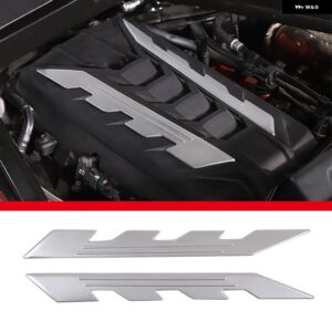 シボレー コルベット C8 スティングレイ Z51 Z06 2020-2023 アルミ 合金 製 エンジン カバー 両面ロゴ 装飾 ステッカー - Style A Silver