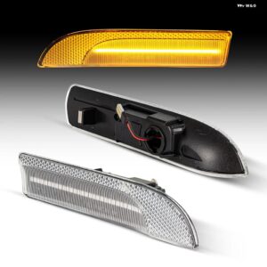 2個 LED ダイナミック アンバー サイドマーカー ウィンカーライト ポルシェ パナメーラ 970 シャーシ G1 フェイスリフト前 カー スタイリング - Silver LENS