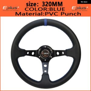 車用スポーツ ステアリングホイール PVC レーシングタイプ 汎用 320MM 350MM アルミ製 レトロモディファイド オート スタイリング - 320mm BLUE Punch