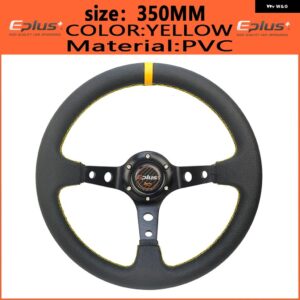 車用スポーツ ステアリングホイール PVC レーシングタイプ 汎用 320MM 350MM アルミ製 レトロモディファイド オート スタイリング - 350mm YELLOW