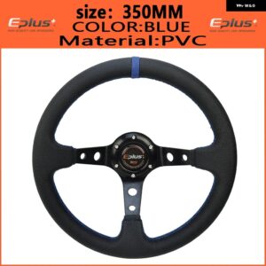車用スポーツ ステアリングホイール PVC レーシングタイプ 汎用 320MM 350MM アルミ製 レトロモディファイド オート スタイリング - 350mm BLUE