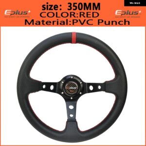 車用スポーツ ステアリングホイール PVC レーシングタイプ 汎用 320MM 350MM アルミ製 レトロモディファイド オート スタイリング - 350mm RED Punch