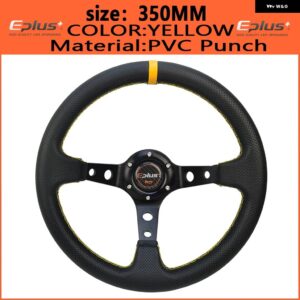 車用スポーツ ステアリングホイール PVC レーシングタイプ 汎用 320MM 350MM アルミ製 レトロモディファイド オート スタイリング - 350mm YELLOW Punch