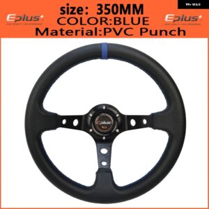 車用スポーツ ステアリングホイール PVC レーシングタイプ 汎用 320MM 350MM アルミ製 レトロモディファイド オート スタイリング - 350mm BLUE Punch