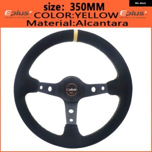 車用スポーツ ステアリングホイール PVC レーシングタイプ 汎用 320MM 350MM アルミ製 レトロモディファイド オート スタイリング - Alcantara YELLOW