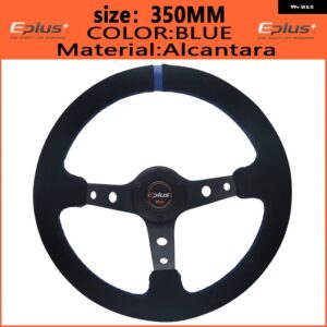 車用スポーツ ステアリングホイール PVC レーシングタイプ 汎用 320MM 350MM アルミ製 レトロモディファイド オート スタイリング - Alcantara BLUE