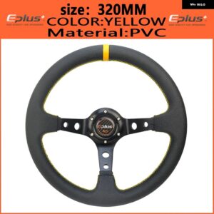 車用スポーツ ステアリングホイール PVC レーシングタイプ 汎用 320MM 350MM アルミ製 レトロモディファイド オート スタイリング - 320mm YELLOW