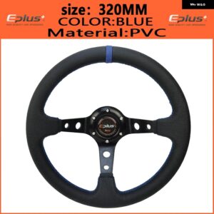 車用スポーツ ステアリングホイール PVC レーシングタイプ 汎用 320MM 350MM アルミ製 レトロモディファイド オート スタイリング - 320mm BLUE