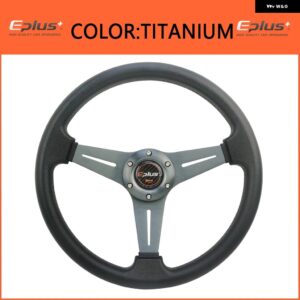 カースポーツ ステアリングホイール レーシングタイプ 汎用 14インチ 350MM アルミ PU 5色 カー スタイリング クイックリリース - Titanium