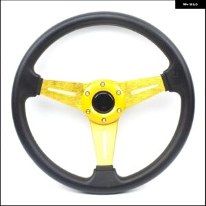 カースポーツ ステアリングホイール レーシングタイプ 汎用 14インチ 350MM アルミ PU 5色 カー スタイリング クイックリリース - Gold