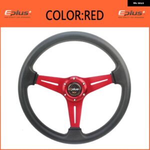 カースポーツ ステアリングホイール レーシングタイプ 汎用 14インチ 350MM アルミ PU 5色 カー スタイリング クイックリリース - Red